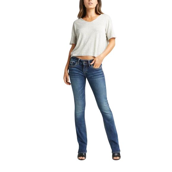 Silver Jeans Suki Mid Slim Boot Womens Size 18 31 Inseam Blue Medium Wash EUC - Picture 1 of 16